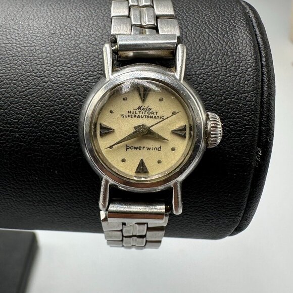 Vintage Mido Multifort Powerwind Watch Women Silver Tone Super Automatic 6.75" - Picture 1 of 15